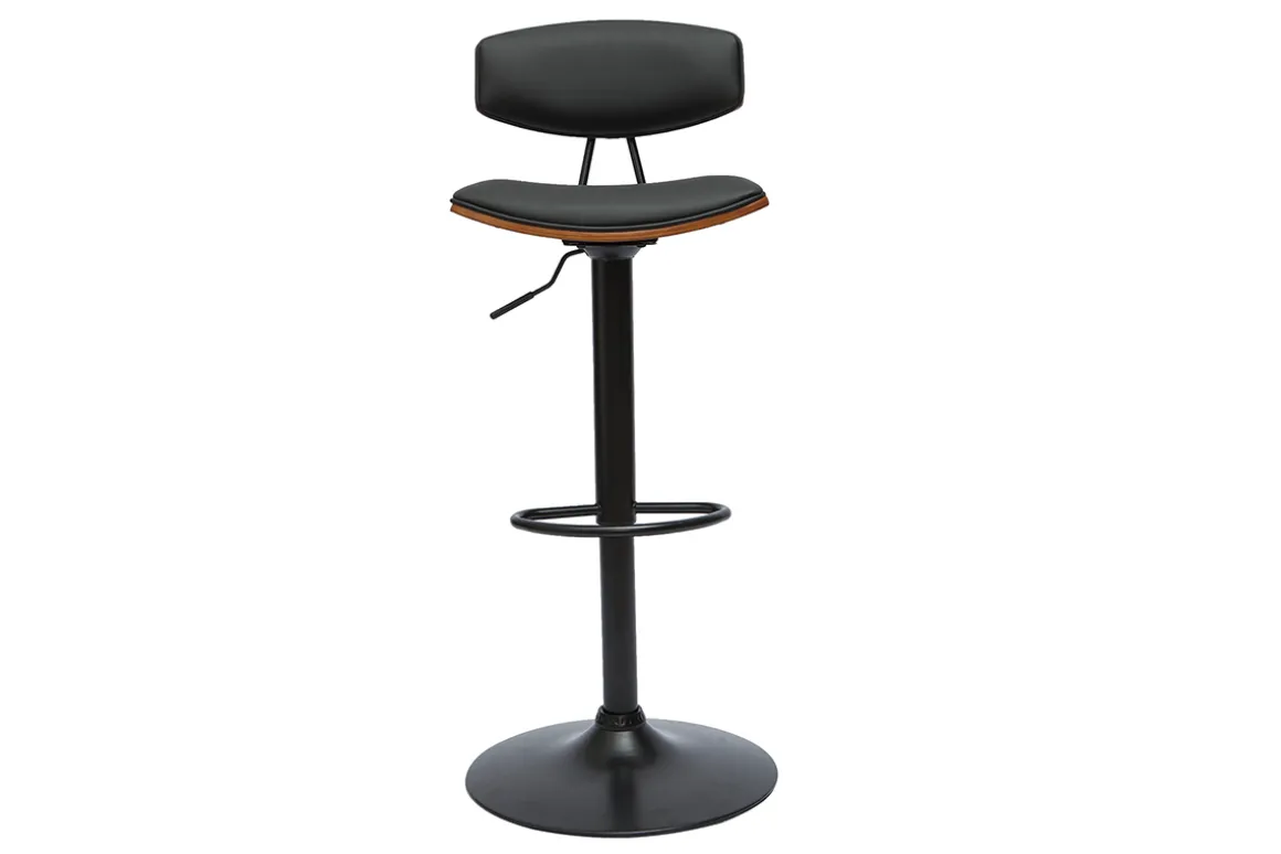 Best Sale Miliboo Set de 2 taburetes de cocina de diseño regulable negro y madera oscura VASCO