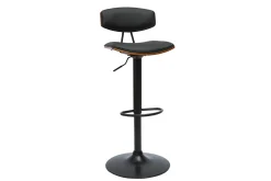 Best Sale Miliboo Set de 2 taburetes de cocina de diseño regulable negro y madera oscura VASCO