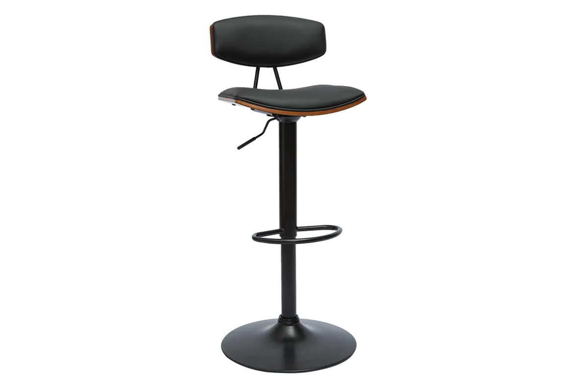 Best Sale Miliboo Set de 2 taburetes de cocina de diseño regulable negro y madera oscura VASCO