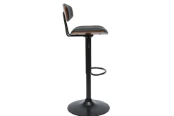 Best Sale Miliboo Set de 2 taburetes de cocina de diseño regulable negro y madera oscura VASCO