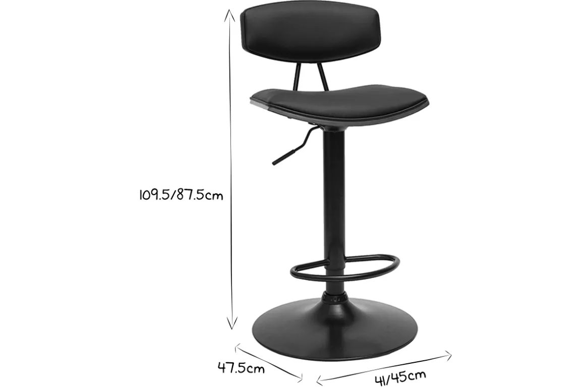 Best Sale Miliboo Set de 2 taburetes de cocina de diseño regulable negro y madera oscura VASCO