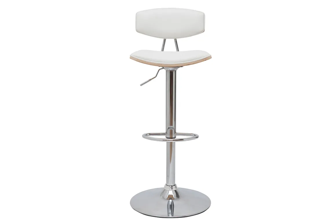 Outlet Miliboo Set de 2 taburetes de cocina de diseño regulable blanco y madera clara VASCO