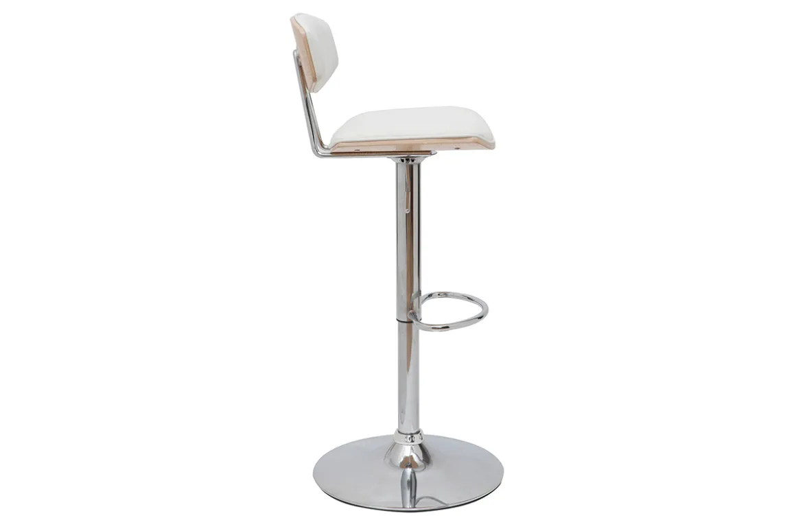 Outlet Miliboo Set de 2 taburetes de cocina de diseño regulable blanco y madera clara VASCO