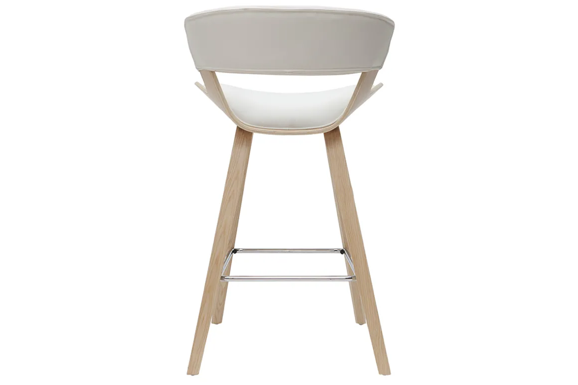 Discount Miliboo Set de 2 taburetes de cocina de diseño blanco con madera clara 65 cm SYRAH