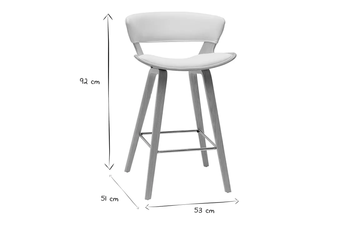 Discount Miliboo Set de 2 taburetes de cocina de diseño blanco con madera clara 65 cm SYRAH