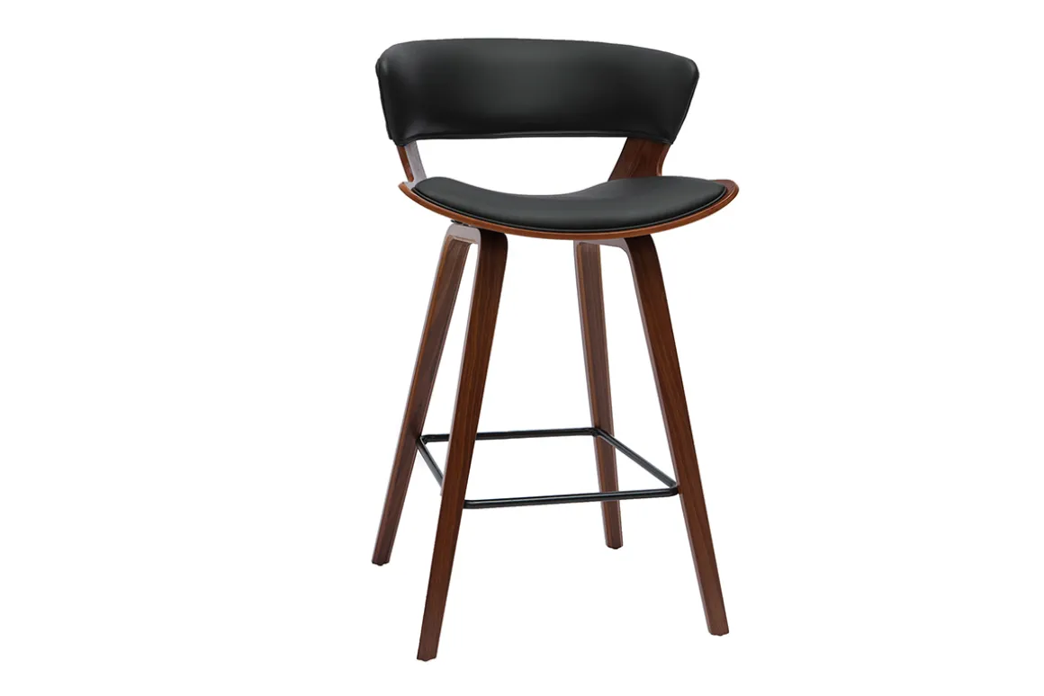Store Miliboo Set de 2 taburetes de cocina de diseño negro con madera oscura 65 cm SYRAH