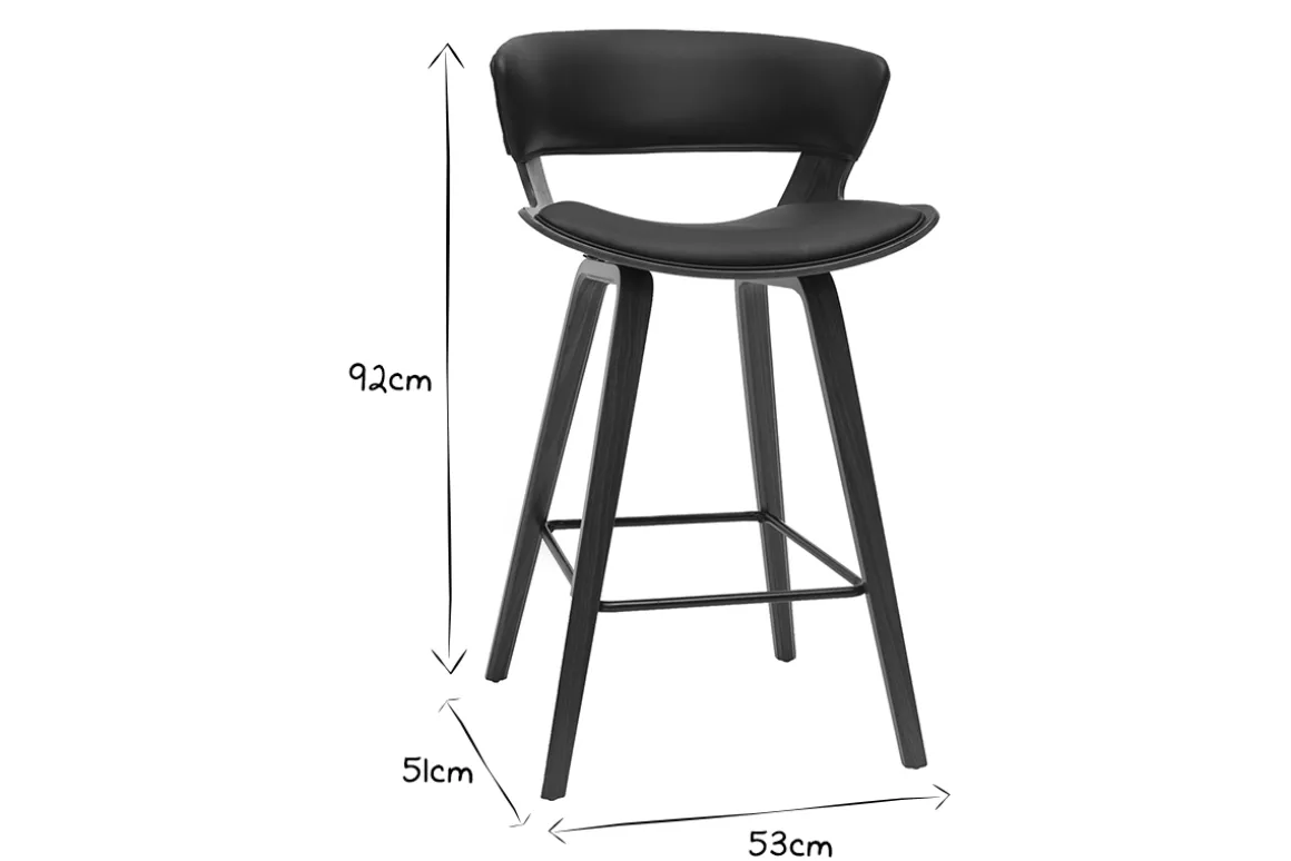 Store Miliboo Set de 2 taburetes de cocina de diseño negro con madera oscura 65 cm SYRAH