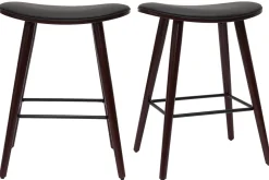 Cheap Miliboo Set de 2 taburetes de cocina de madera oscura de nogal y negro 65 cm MEADOW