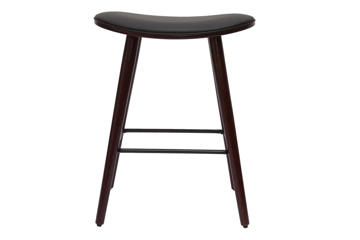 Cheap Miliboo Set de 2 taburetes de cocina de madera oscura de nogal y negro 65 cm MEADOW
