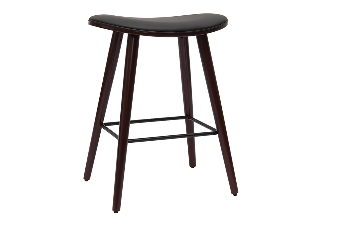 Cheap Miliboo Set de 2 taburetes de cocina de madera oscura de nogal y negro 65 cm MEADOW