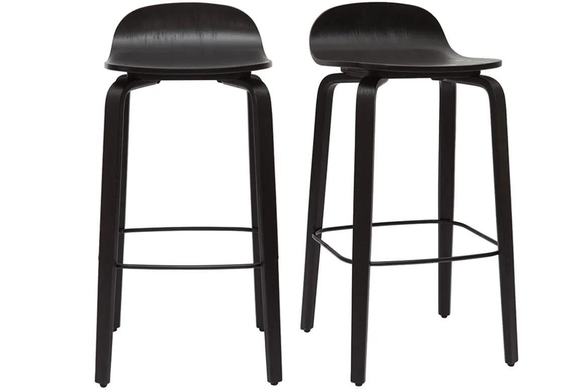 Cheap Miliboo Set de 2 taburetes de cocina vintage negros 68 cm OBRA