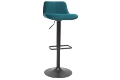 Best Sale Miliboo Set de 2 taburetes de cocina ajustables 360º de terciopelo azul petróleo y metal negro BOOST