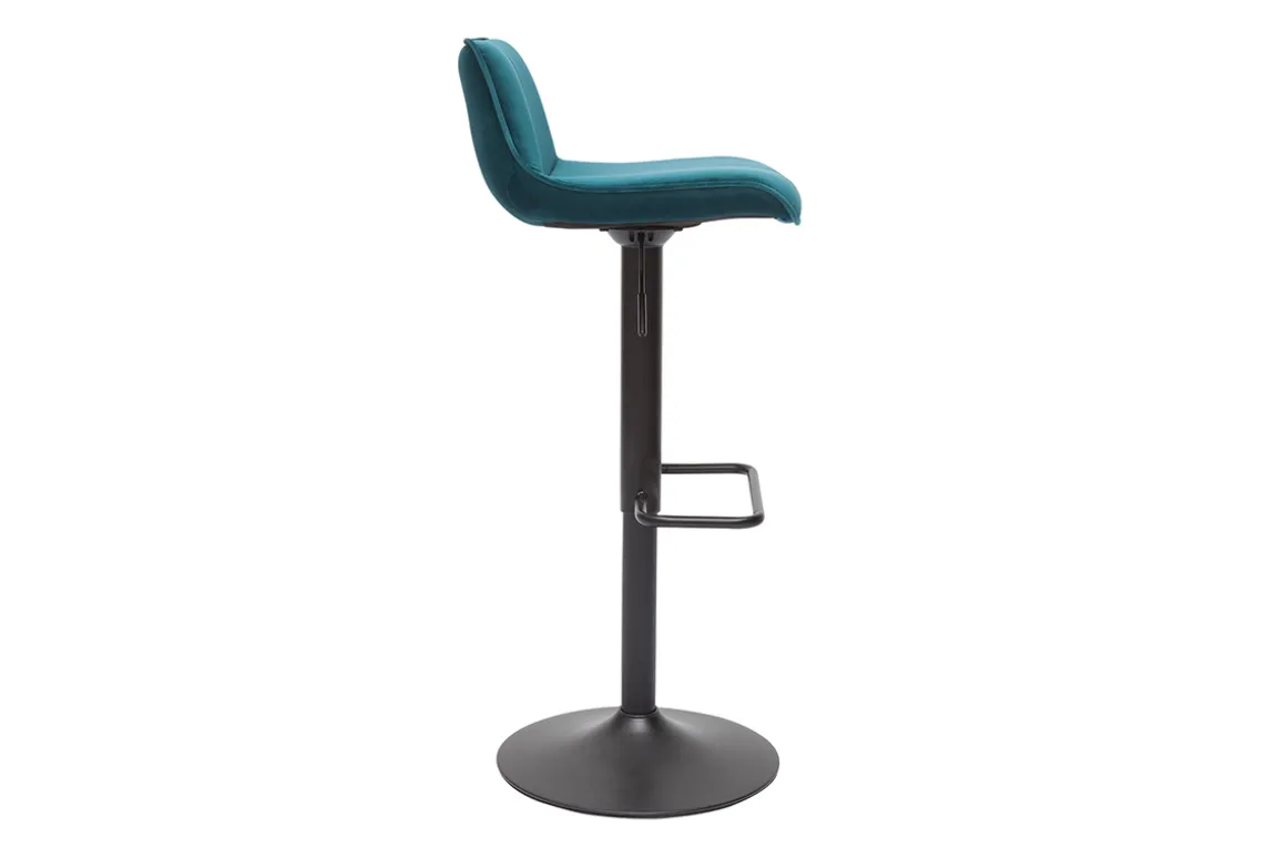 Best Sale Miliboo Set de 2 taburetes de cocina ajustables 360º de terciopelo azul petróleo y metal negro BOOST