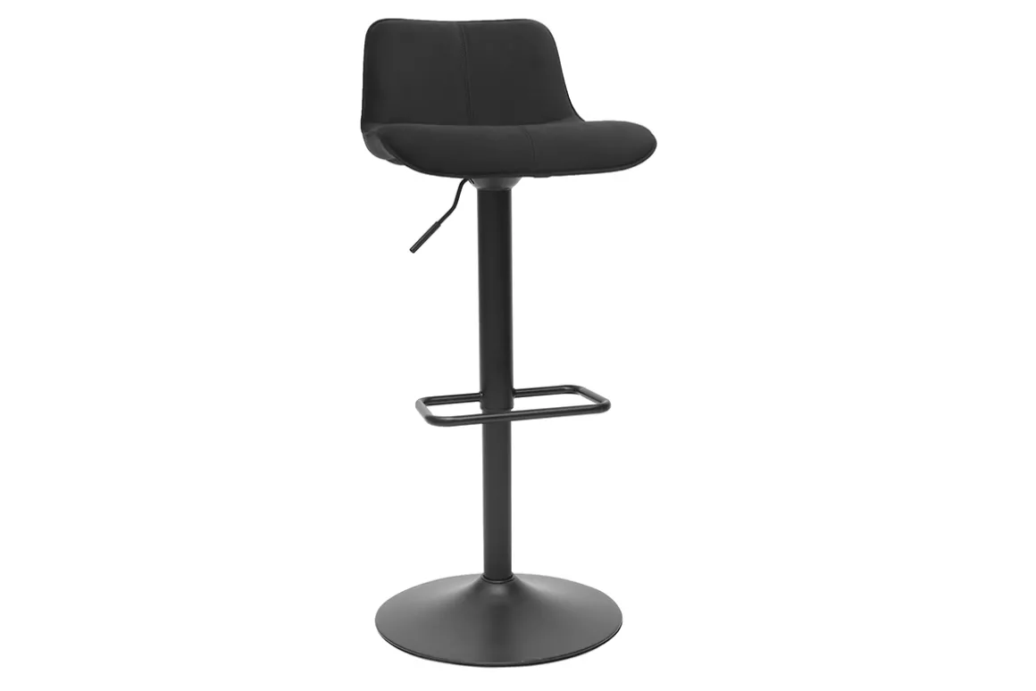 Store Miliboo Set de 2 taburetes de cocina ajustables 360º negros de terciopelo y metal BOOST
