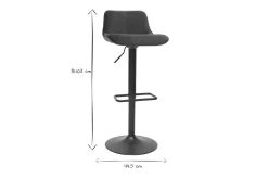 Store Miliboo Set de 2 taburetes de cocina ajustables 360º negros de terciopelo y metal BOOST