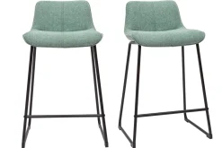 Best Sale Miliboo Set de 2 taburetes de cocina fijos efecto aterciopelado texturizado color celadón con pata de metal 65 cm BOOST