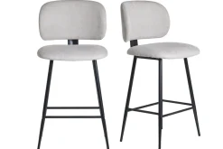 Shop Miliboo Set de 2 taburetes de cocina fijos efecto aterciopelado texturizado beige y metal negro 70 cm ATRIUM