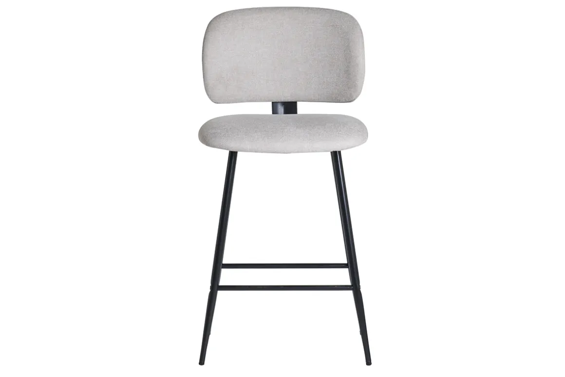 Shop Miliboo Set de 2 taburetes de cocina fijos efecto aterciopelado texturizado beige y metal negro 70 cm ATRIUM