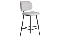 Shop Miliboo Set de 2 taburetes de cocina fijos efecto aterciopelado texturizado beige y metal negro 70 cm ATRIUM