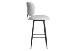 Shop Miliboo Set de 2 taburetes de cocina fijos efecto aterciopelado texturizado beige y metal negro 70 cm ATRIUM
