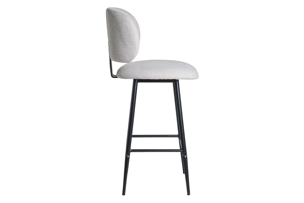 Shop Miliboo Set de 2 taburetes de cocina fijos efecto aterciopelado texturizado beige y metal negro 70 cm ATRIUM