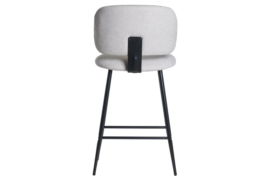 Shop Miliboo Set de 2 taburetes de cocina fijos efecto aterciopelado texturizado beige y metal negro 70 cm ATRIUM