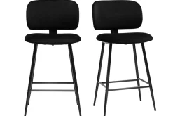 Hot Miliboo Set de 2 taburetes de cocina negros de terciopelo y metal 70 cm ATRIUM