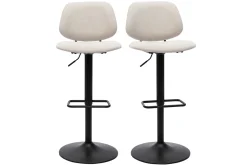 Outlet Miliboo Set de 2 taburetes de cocina regulables de diseño de tejido efecto aterciopelado beige y metal negro BARNET