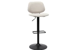 Outlet Miliboo Set de 2 taburetes de cocina regulables de diseño de tejido efecto aterciopelado beige y metal negro BARNET