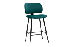 Cheap Miliboo Set de 2 taburetes de cocina de terciopelo azul petróleo y metal negro 70 cm de altura ATRIUM