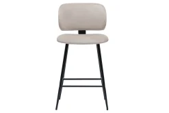 Flash Sale Miliboo Set de 2 taburetes de cocina de terciopelo color topo y metal negro 70 cm de altura ATRIUM