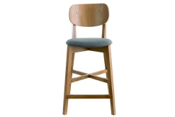 Best Miliboo Set de 2 taburetes de cocina de madera de roble clara y tejido gris jaspeado 65 cm LUCIA