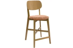 Best Sale Miliboo Set de 2 taburetes de cocina de madera de roble claro y tela efecto aterciopelado terracota 65 cm LUCIA