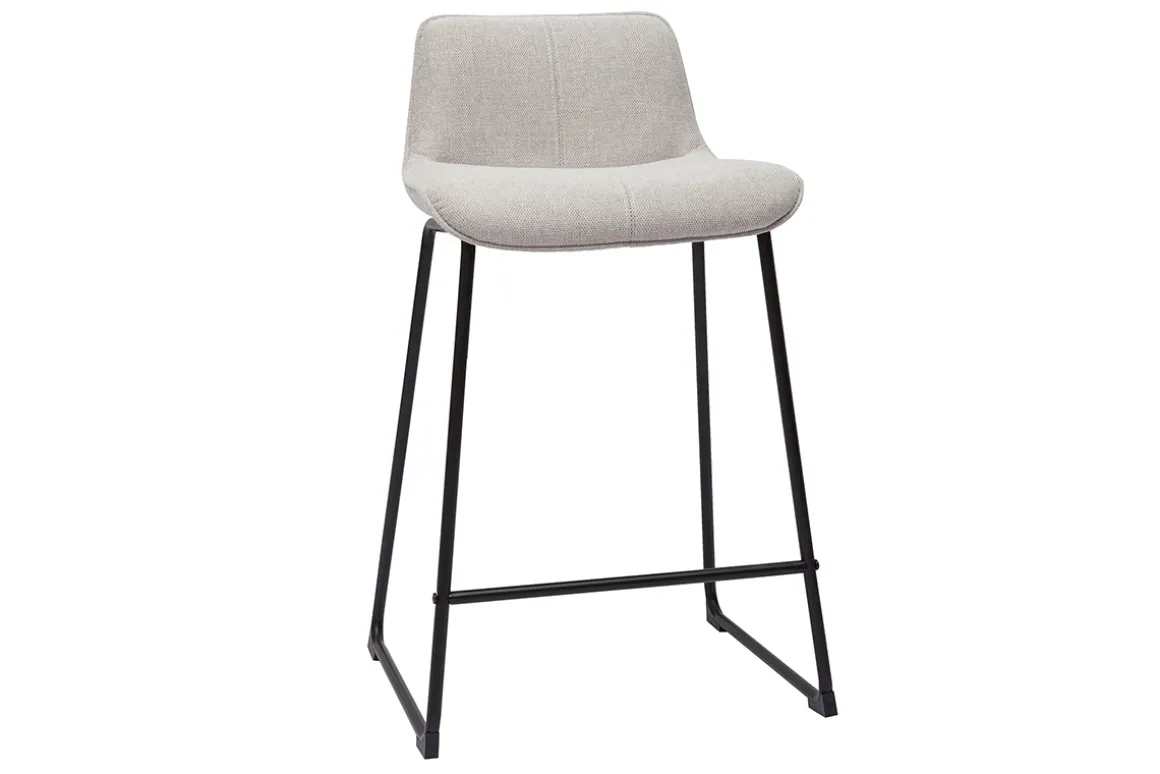 Best Miliboo Set de 2 taburetes de cocina fijos efecto aterciopelado texturizado beige con pata de metal 65 cm BOOST
