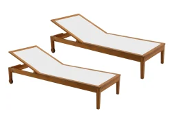 Cheap Miliboo Set de 2 tumbonas blanco y madera maciza NAVEEN