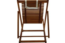 Hot Miliboo Set de 2 tumbonas de madera maciza con cojín de tela blanca MOONA
