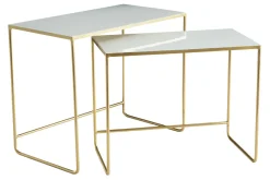 Clearance Miliboo Set de 2 mesas de centro nido blanco y dorado WESS