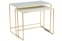 Clearance Miliboo Set de 2 mesas de centro nido blanco y dorado WESS