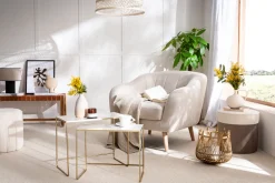 Clearance Miliboo Set de 2 mesas de centro nido blanco y dorado WESS
