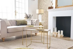 Clearance Miliboo Set de 2 mesas de centro nido blanco y dorado WESS