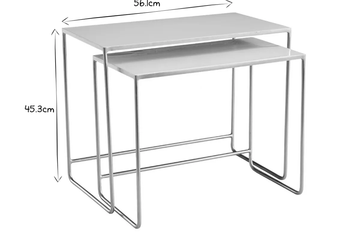 Clearance Miliboo Set de 2 mesas de centro nido blanco y dorado WESS