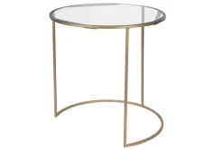 Store Miliboo Set de 2 mesas nido auxiliares de cristal tintado rosa y metal dorado JANE