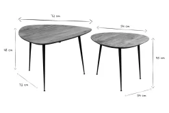 Store Miliboo Set de 2 mesas nido de acacia maciza y metal negro STONES