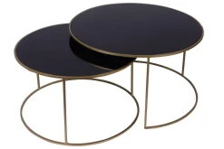 Cheap Miliboo Set de 2 mesas nido de centro en metal dorado y cristal tintado negro ROXO