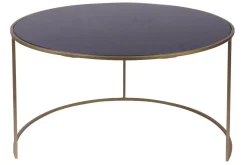 Cheap Miliboo Set de 2 mesas nido de centro en metal dorado y cristal tintado negro ROXO