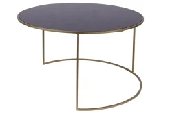 Cheap Miliboo Set de 2 mesas nido de centro en metal dorado y cristal tintado negro ROXO