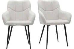 Flash Sale Miliboo Set de 2 sillas acolchadas de diseño de tejido efecto aterciopelado texturizado beige y metal negro MONTERO