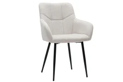 Flash Sale Miliboo Set de 2 sillas acolchadas de diseño de tejido efecto aterciopelado texturizado beige y metal negro MONTERO