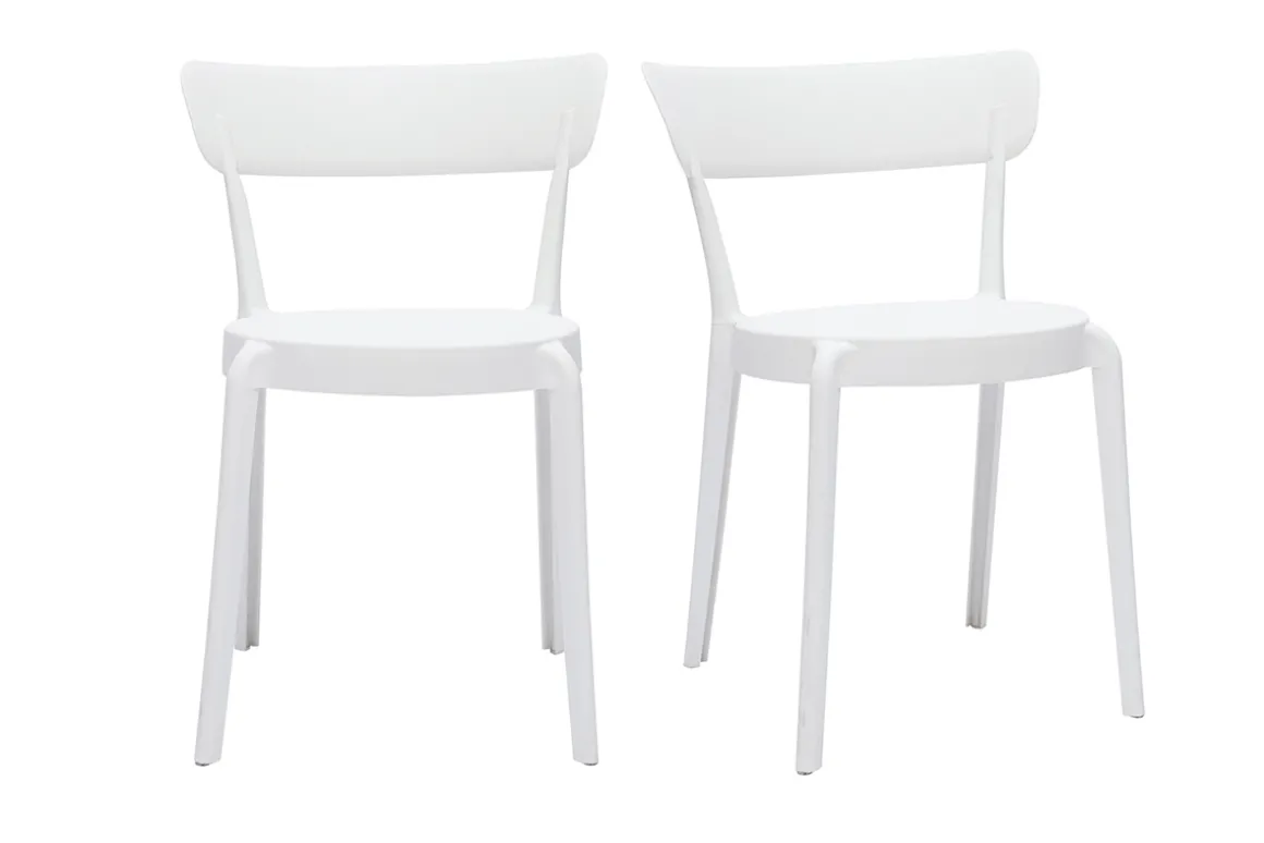 Best Miliboo Set de 2 sillas apilables de plástico blanco para interior/exterior RIOS