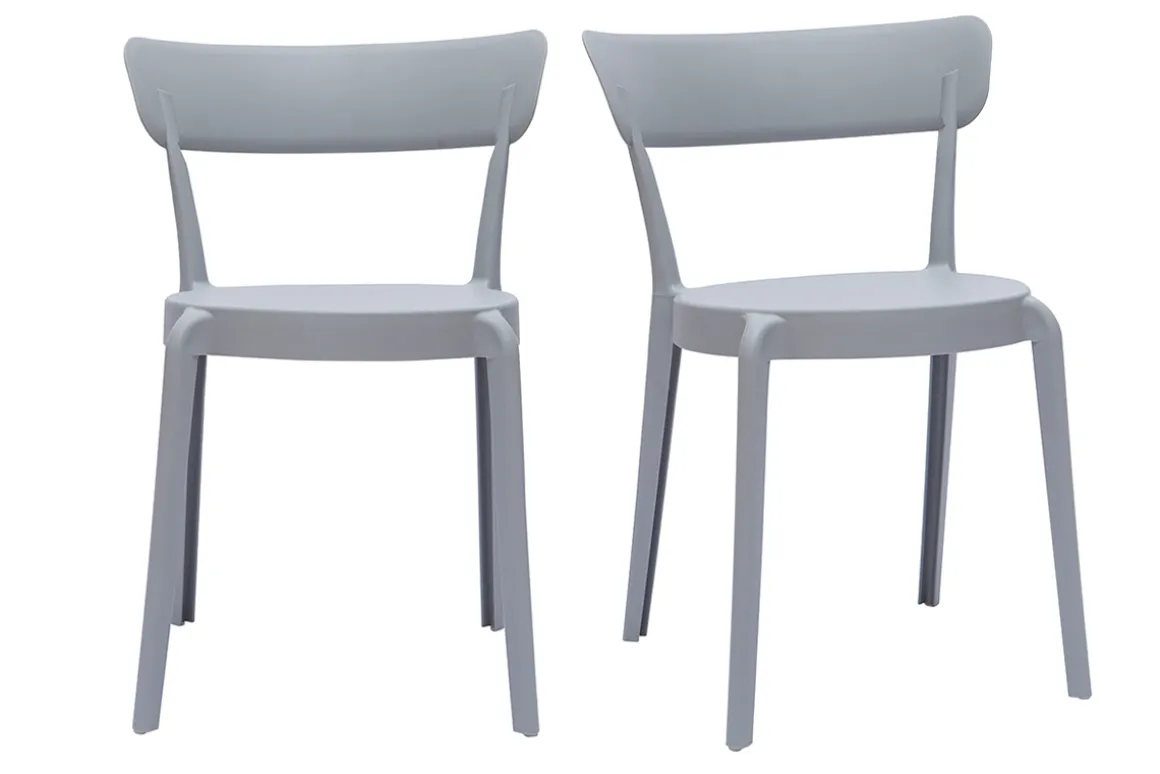 Store Miliboo Set de 2 sillas apilables de plástico gris para interior/exterior RIOS